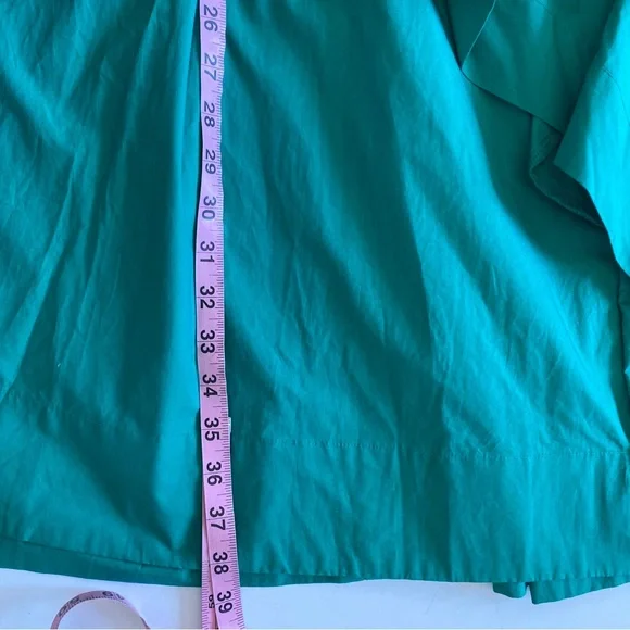 Anthropologie || Maeve Seamed Poplin Origami Pleated Dress Green 14 - Picture 7 of 10